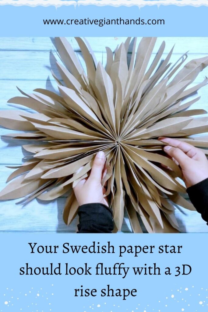 Your Swedish paper star should look fluffy with a 3D rise shape
