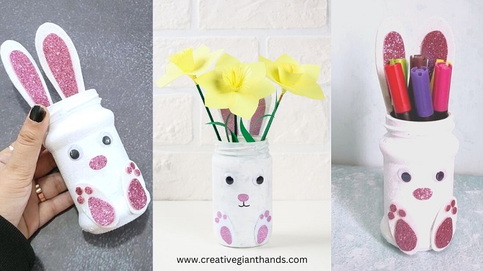 DIY Easter bunny mason jar step by step