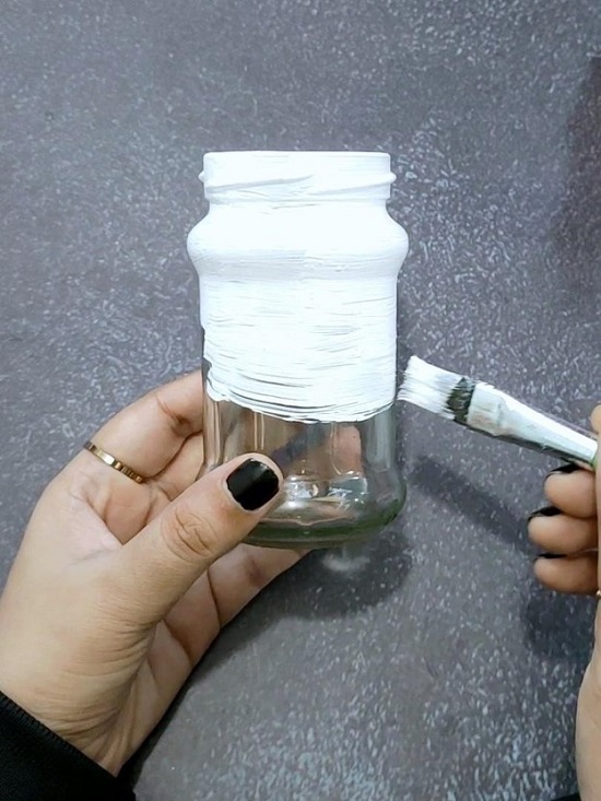 paint the glass jar white or whatever color you like 